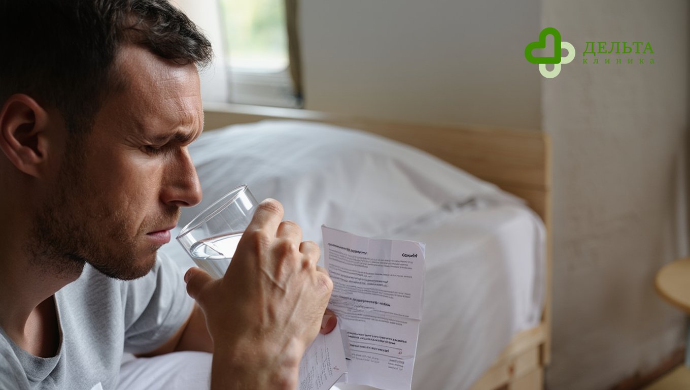 Мужчина страдает от похмелья